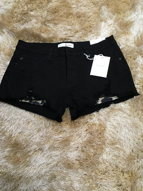 KanCan Black shorts with Printed Pockets