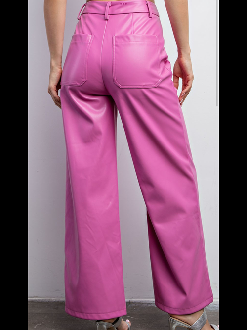 Pink Faux Leather Pants