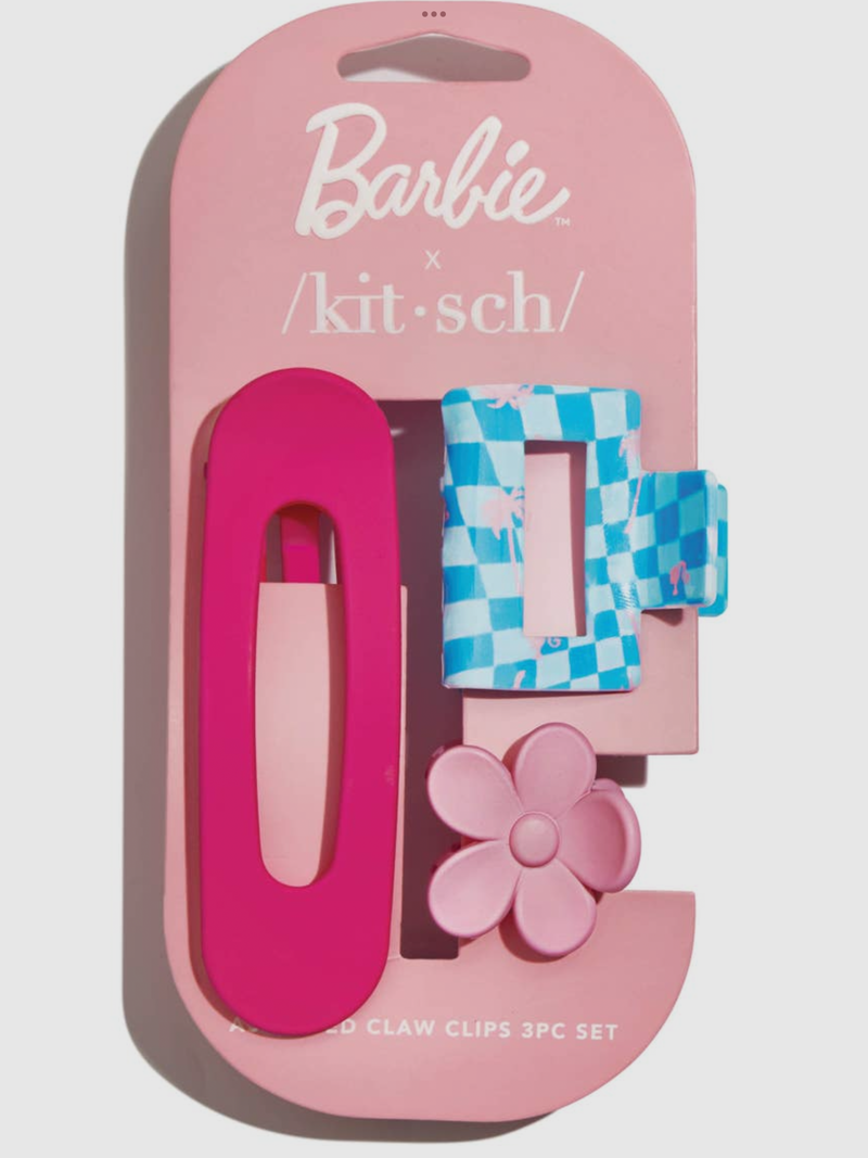 Kitsch/ Barbie 3pc assorted claw clip