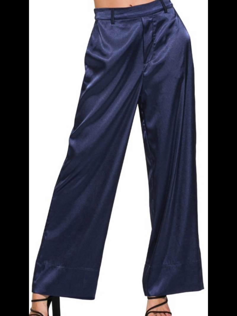 Navy Satin Pant