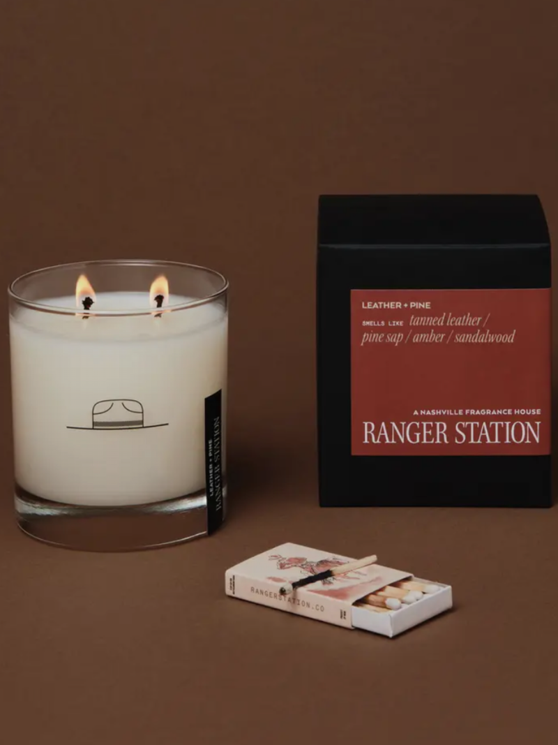 Ranger Station Candle “ Leather +Pine”