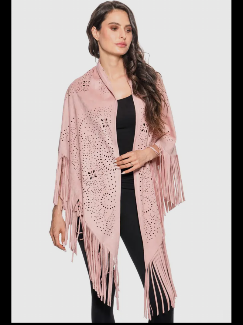 Pink Faux Suede Shaw