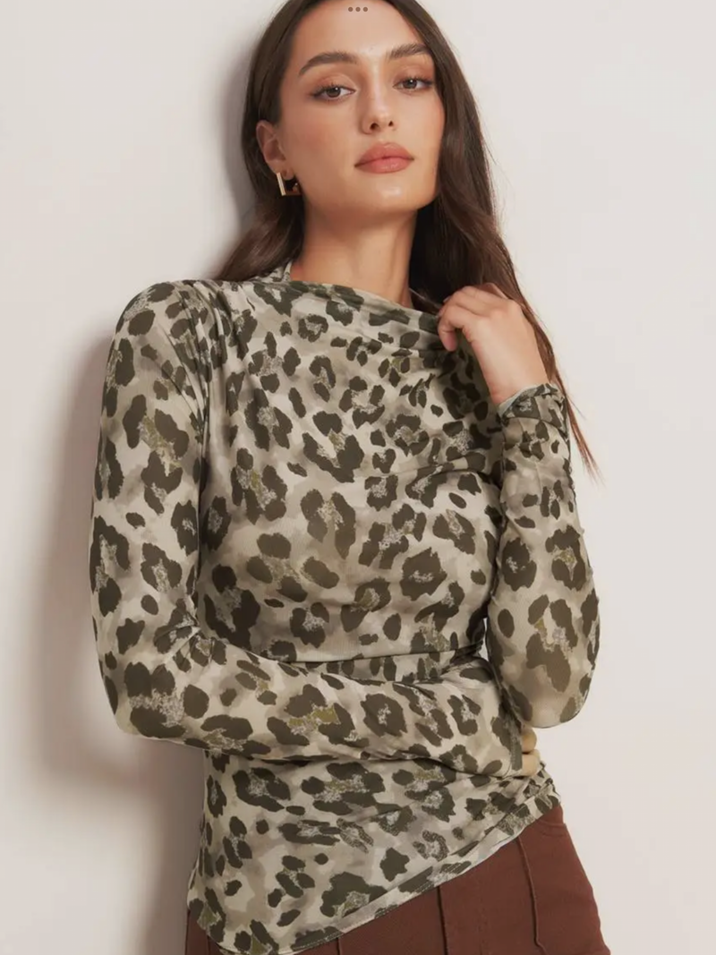 Animal print Mesh Top