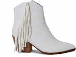 BEAST White Fringe Booties