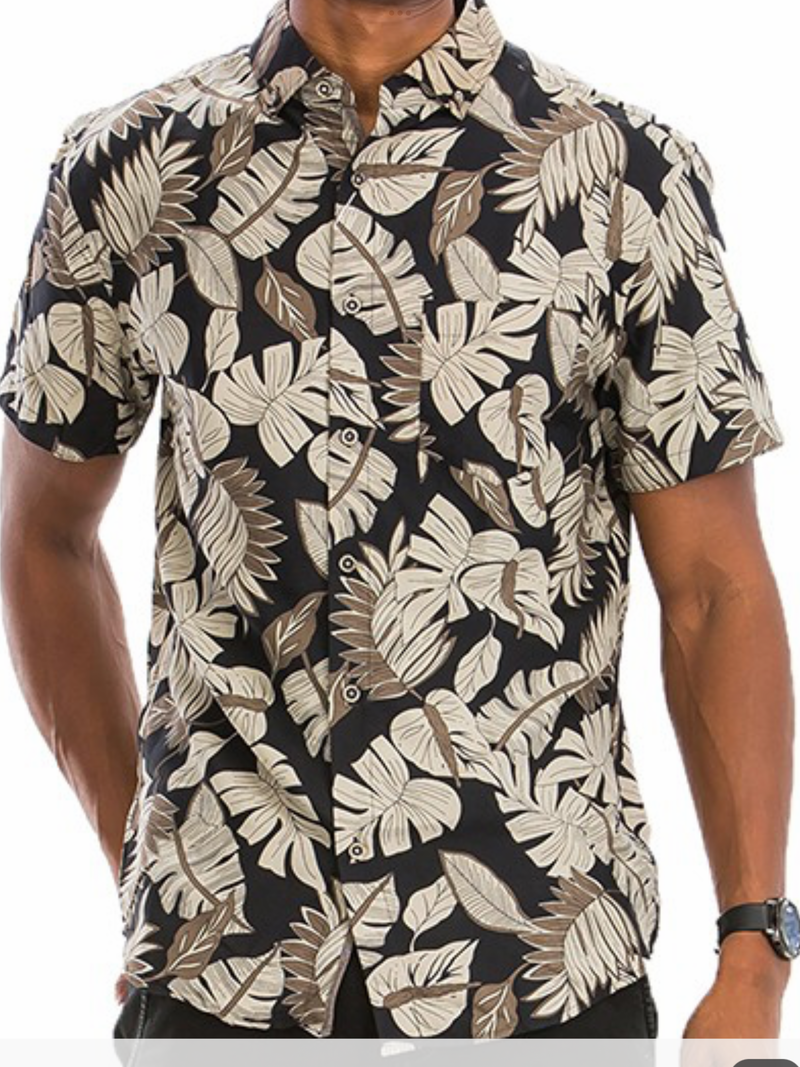 Black & Tan Hawaiian Shirt