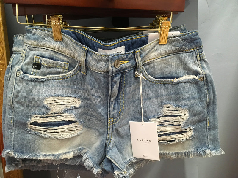 KanCan Mid Rise Boyfriend Shorts “Light”