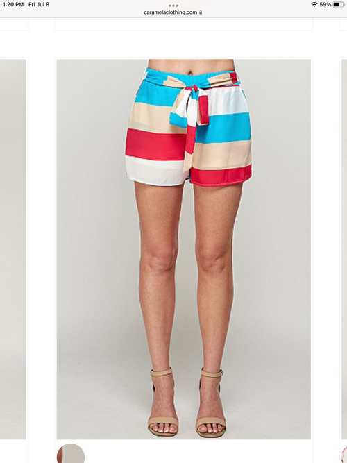 “Mia” Stripe Short Fuschia/Aqua