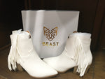 BEAST White Fringe Booties